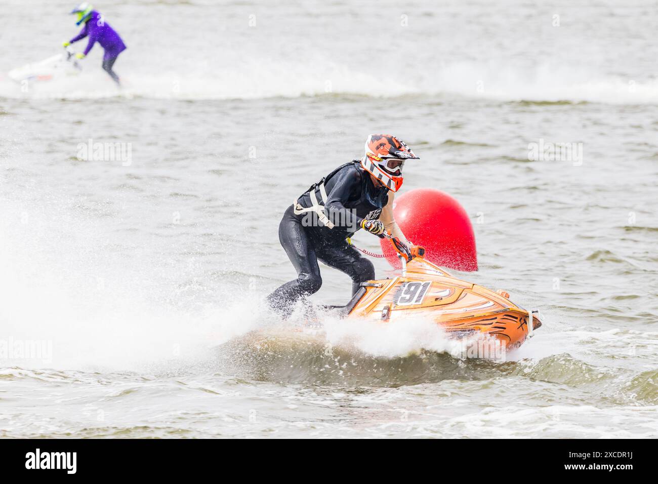 A rider on his jet ski racing in round 3 of the British Jet Ski racing