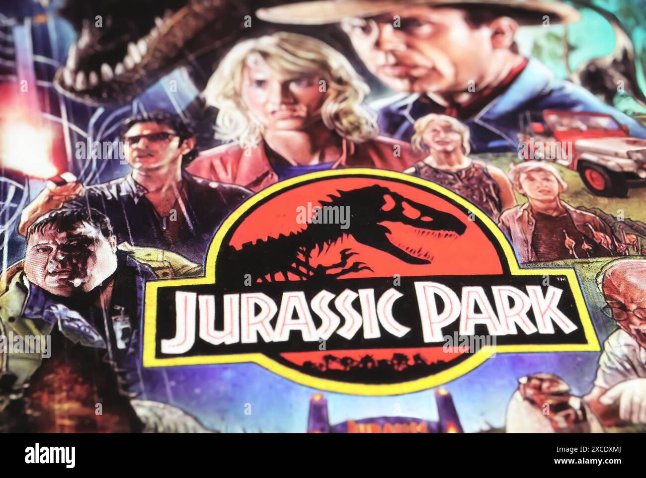 Viersen, Germany - May 9. 2024: Cinema film poster detail from movie  Jurassic Park Stock Photo