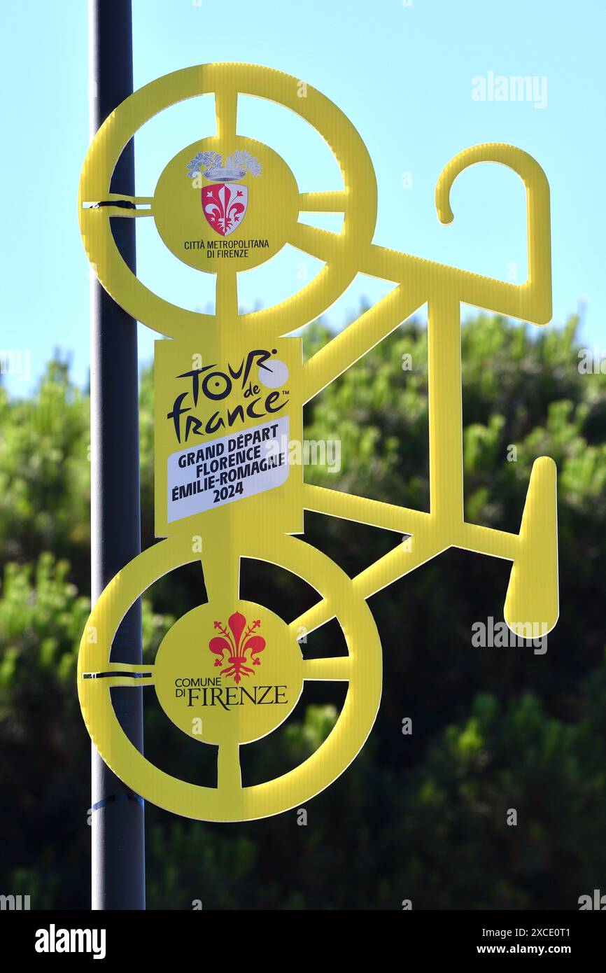 florence-italy-june-16-2024-yellow-plastic-bicycle-with-colors-and