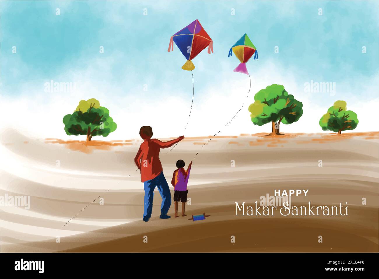 Happy makar sankranti holiday india festival background Stock Vector