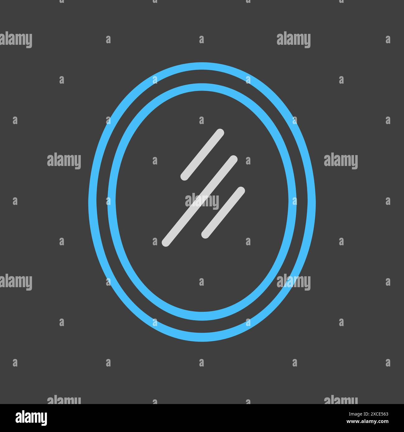 Oval mirror vector on dark background icon. Graph symbol for furniture, web site and apps design, logo, app, UI Stock Vector