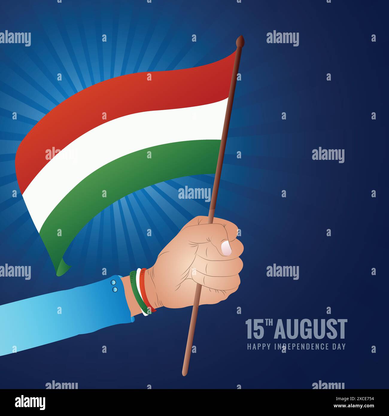 Hand holding Indian flag with happy independence day background Stock ...