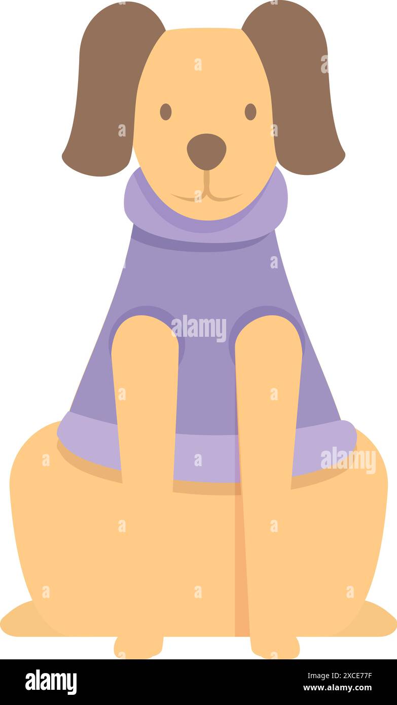 Cartoon dog wearing a purple sweater sitting down Stock Vector Image ...
