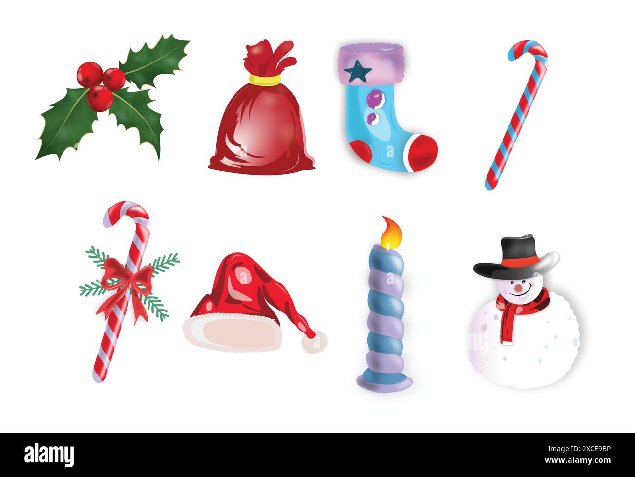Beautiful decorative christmas elements set design Stock Vector