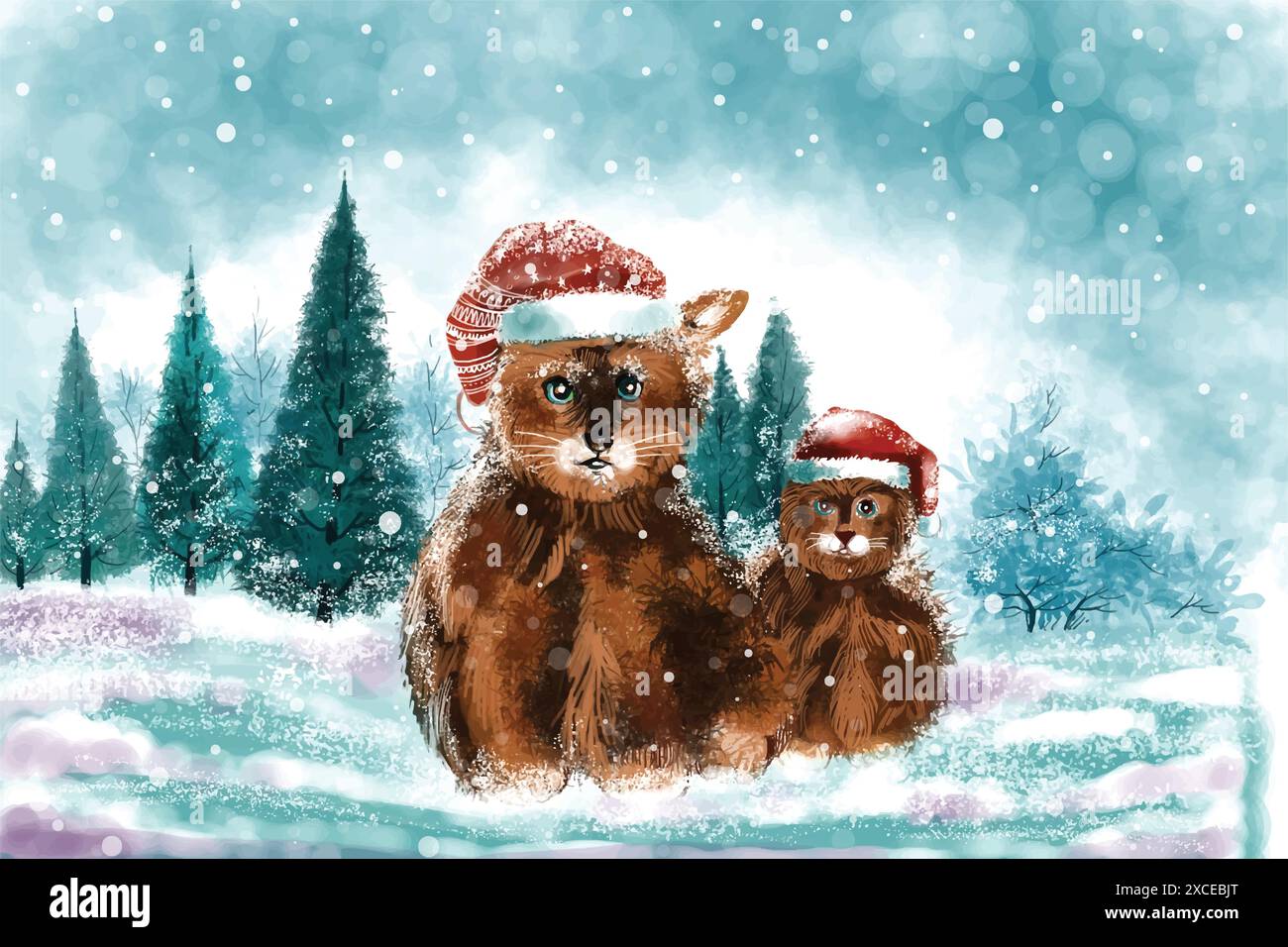 Dogs in winter landscape Stock Vector Images - Alamy, image size:1300x956