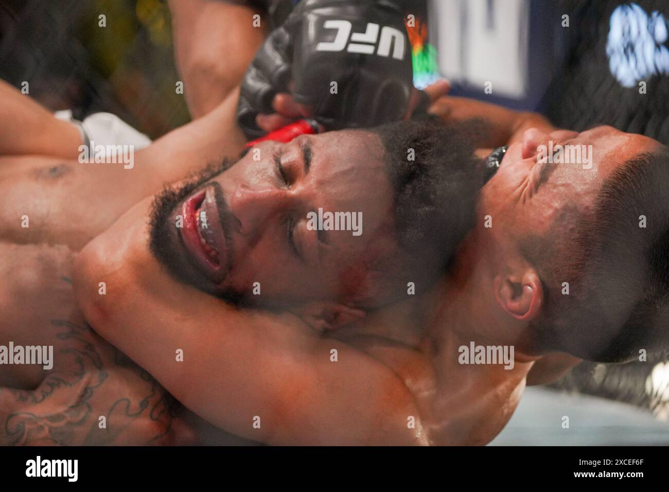 UFC Fighters choking out opponents Stock Photo