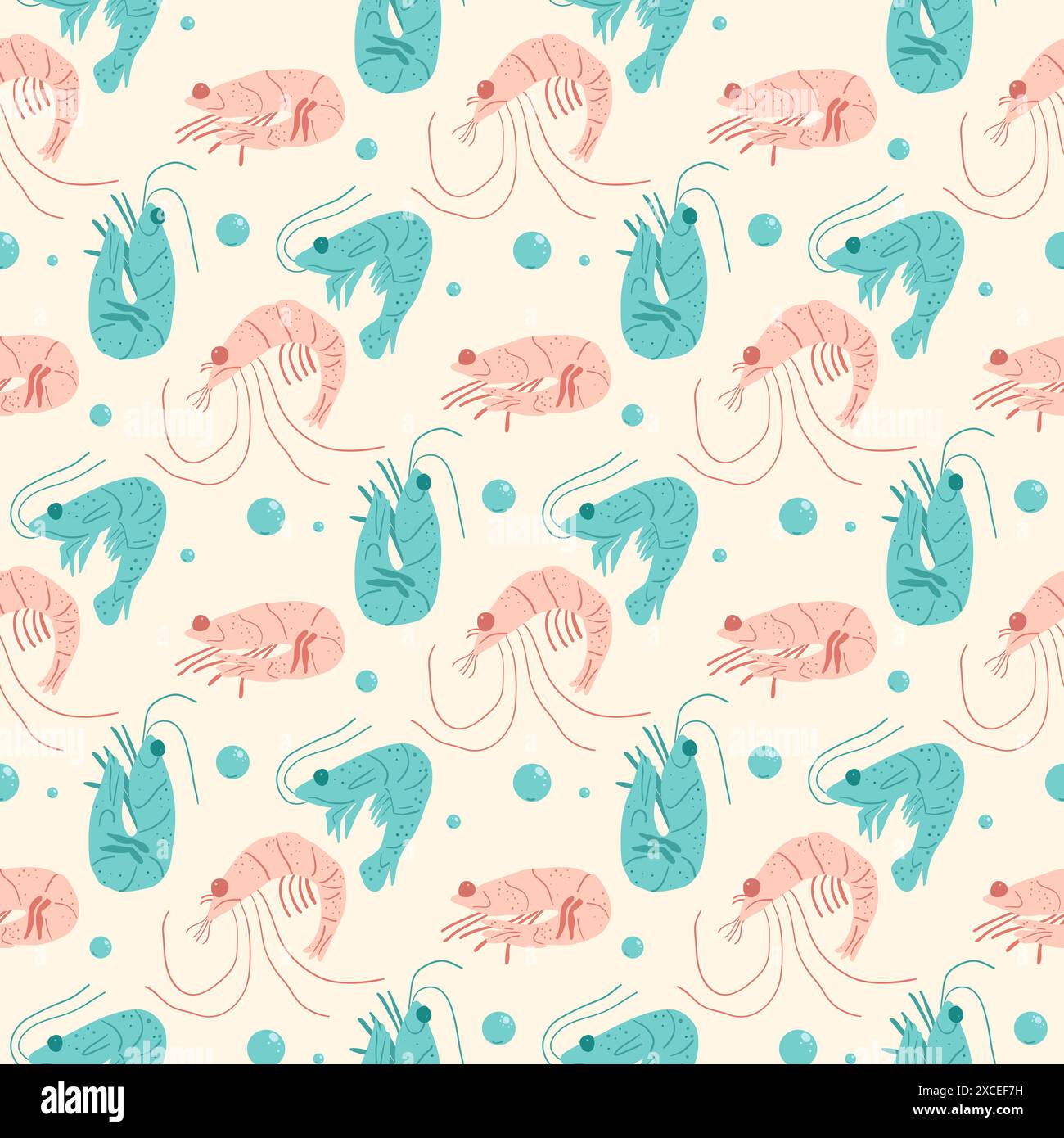 Crustacean Shell Patterning Shrimps seamless pattern. Underwater world endless background ...