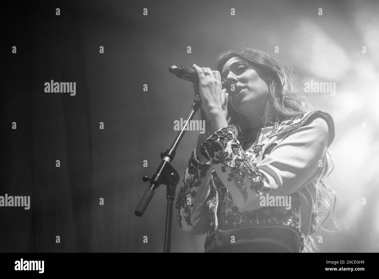 The singer Marina Carmona performs during the concert at the Sala Villanos in Madrid, June 16, 2024, Spain Stock Photo