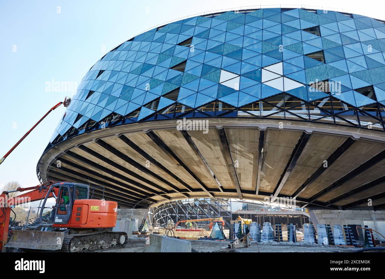 Building Construction. Orona IDeO-innovation city, space synergistic merger between different activities-business, technology center and university. G Stock Photo