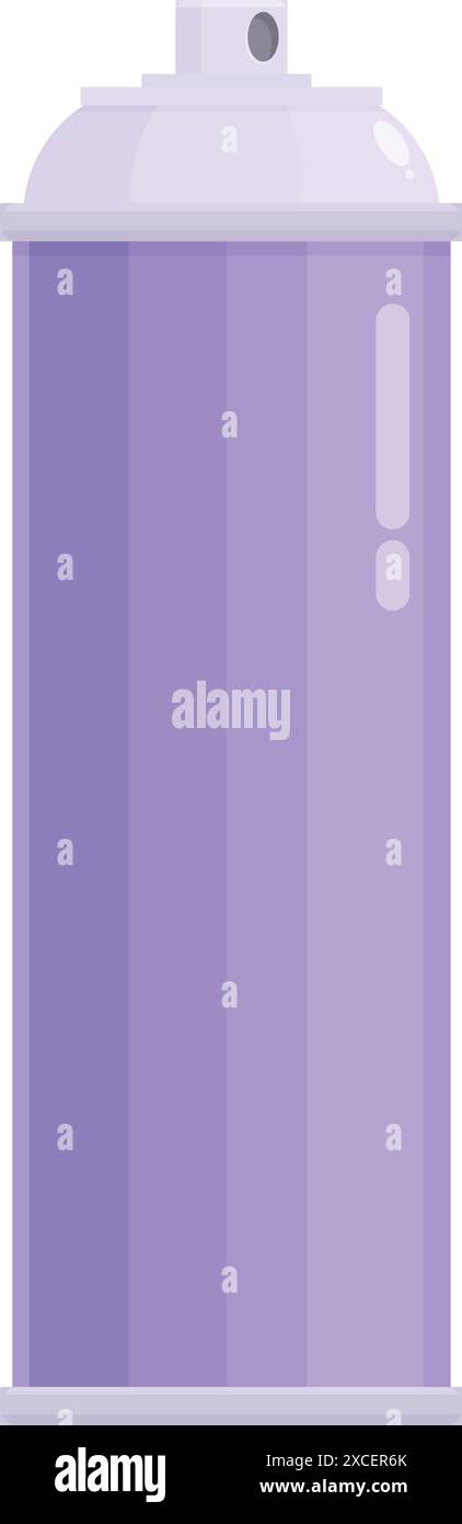 Purple spray paint can standing up on a white background Stock Vector