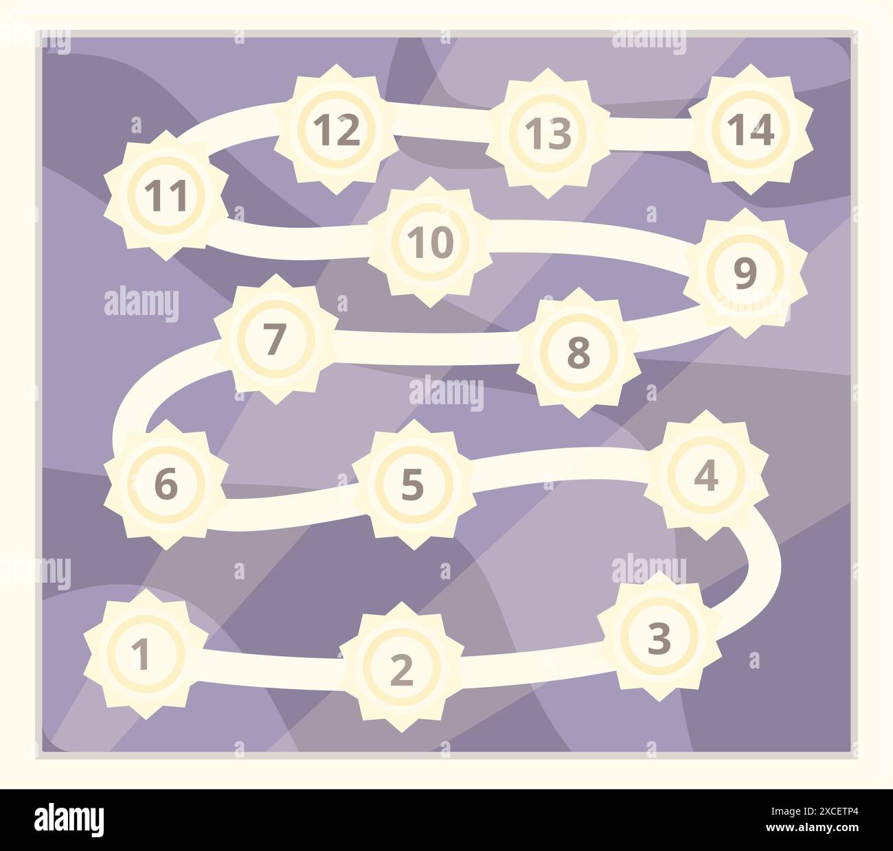 Winding path board game template with numbers leading to a final ...