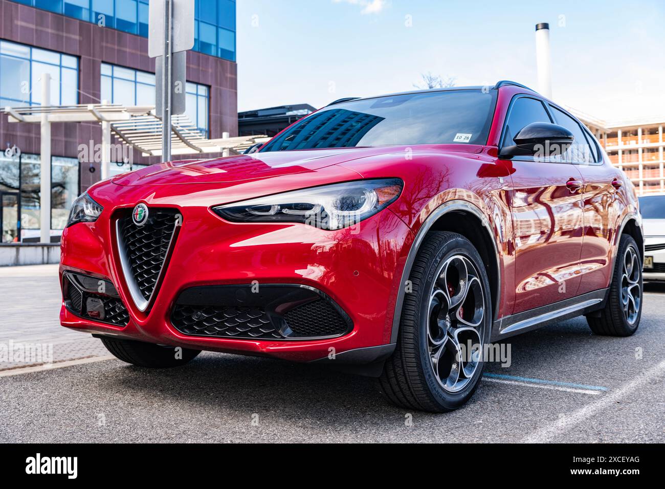 New York City, USA - March 31, 2024: 2024 Alfa Romeo Stelvio Veloce ...