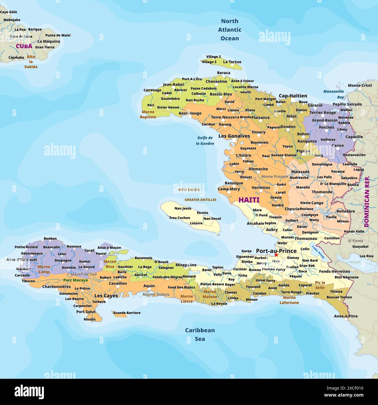 Detailed Political Map Of Haiti Stock Vector Image Art Alamy Detailed Political Map Of Haiti 2XCF016