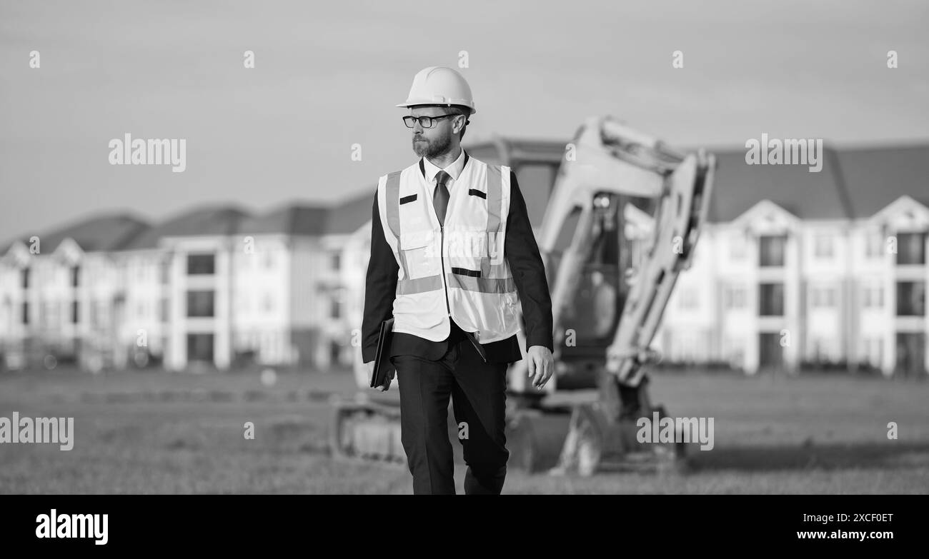 walking man of architect occupation outdoor. engineer man of architect ...