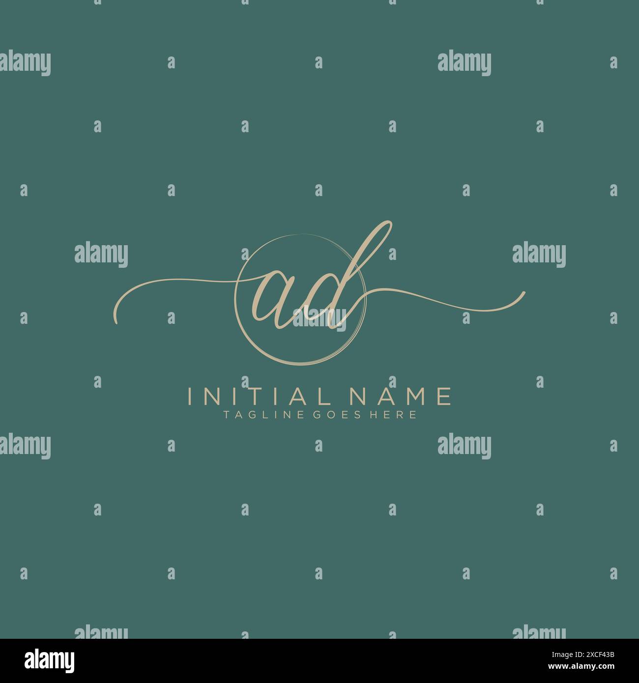 AD Initial handwriting with circle template Stock Vector