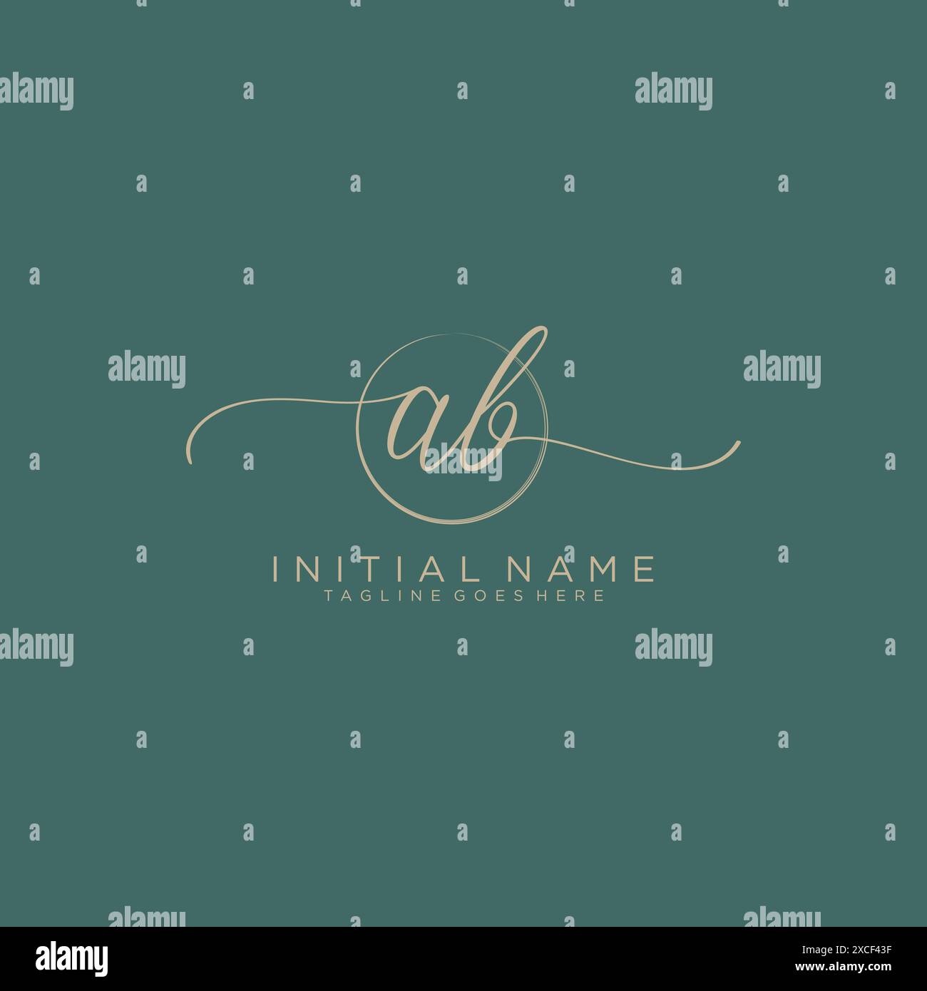 AB Initial handwriting with circle template Stock Vector
