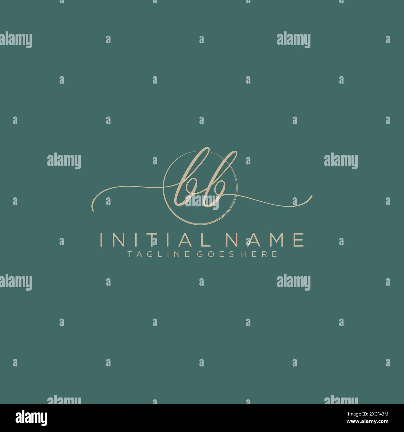 BB Initial handwriting with circle template Stock Vector