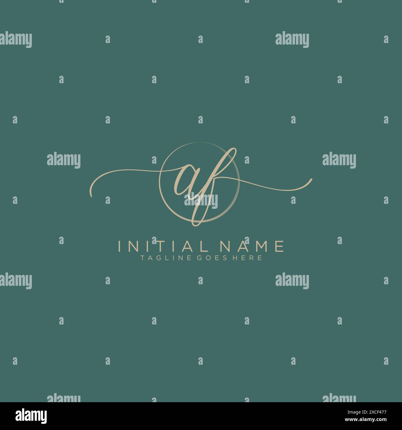 AF Initial handwriting with circle template Stock Vector