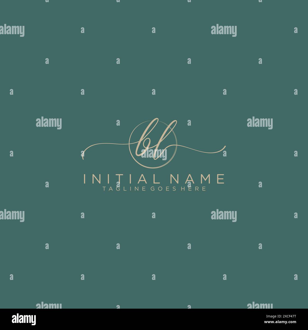 BL Initial handwriting with circle template Stock Vector