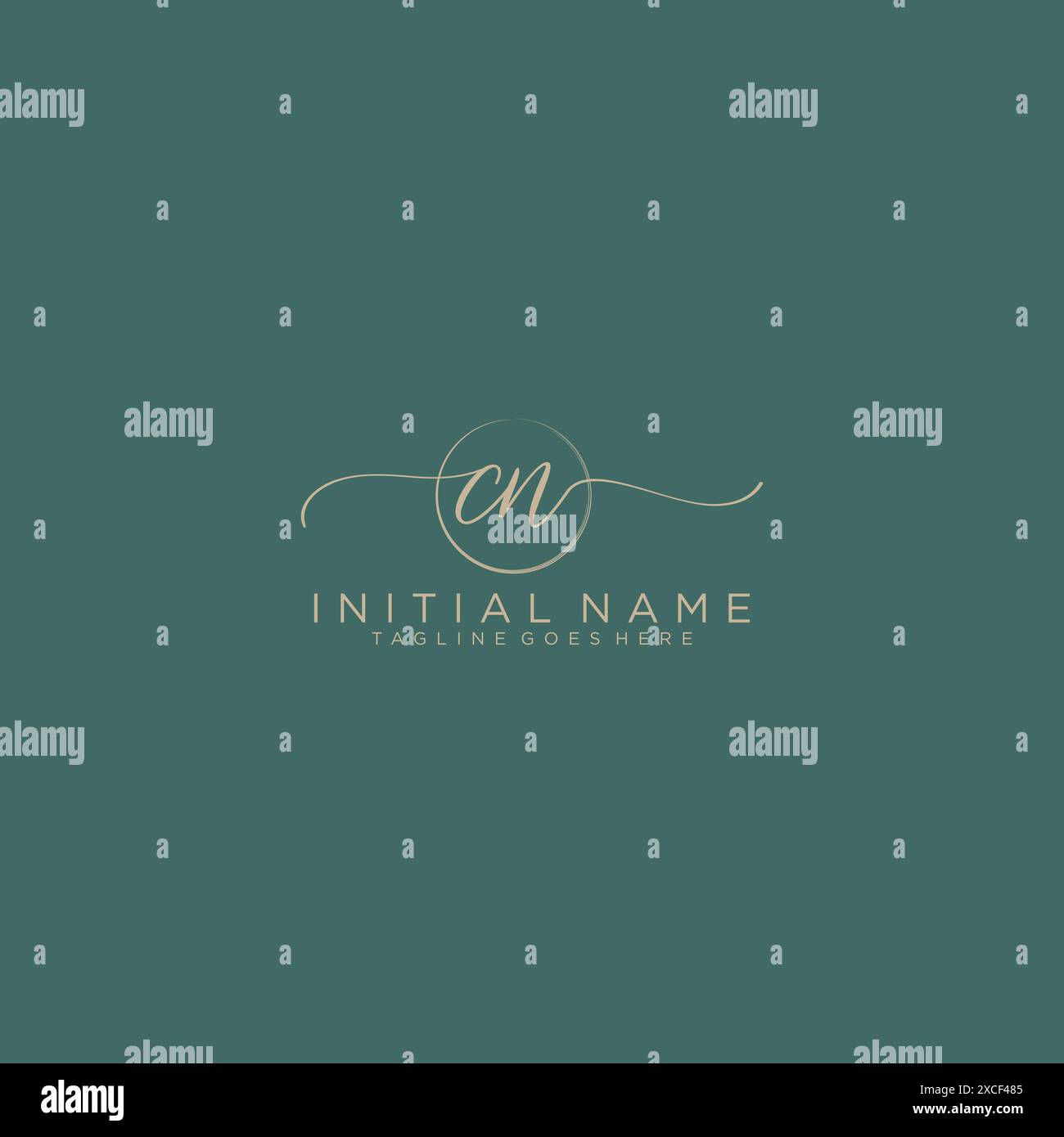 CN Initial handwriting with circle template Stock Vector