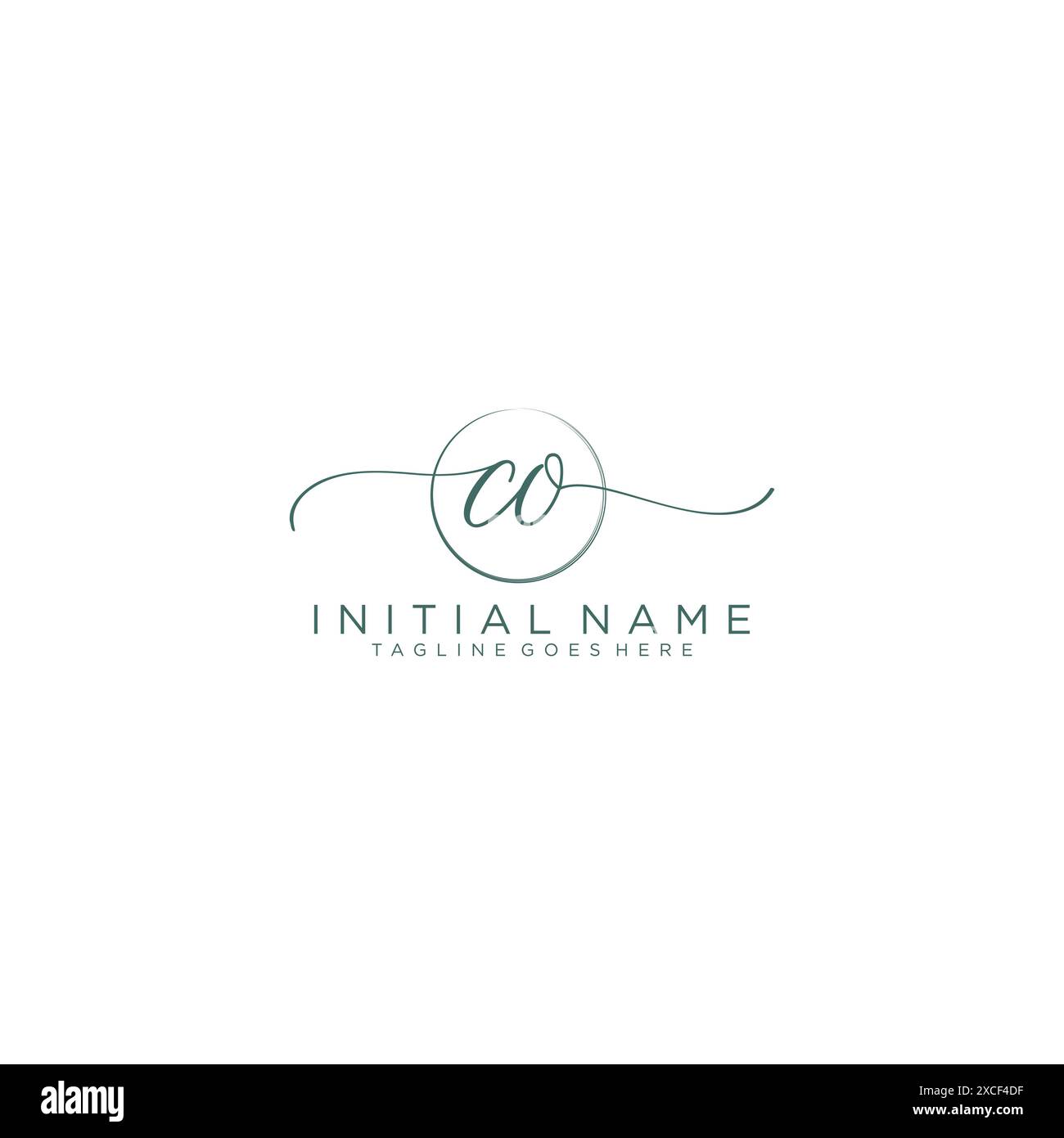 CO Initial handwriting with circle template Stock Vector