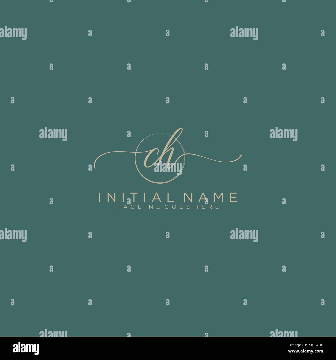 CH Initial handwriting with circle template Stock Vector