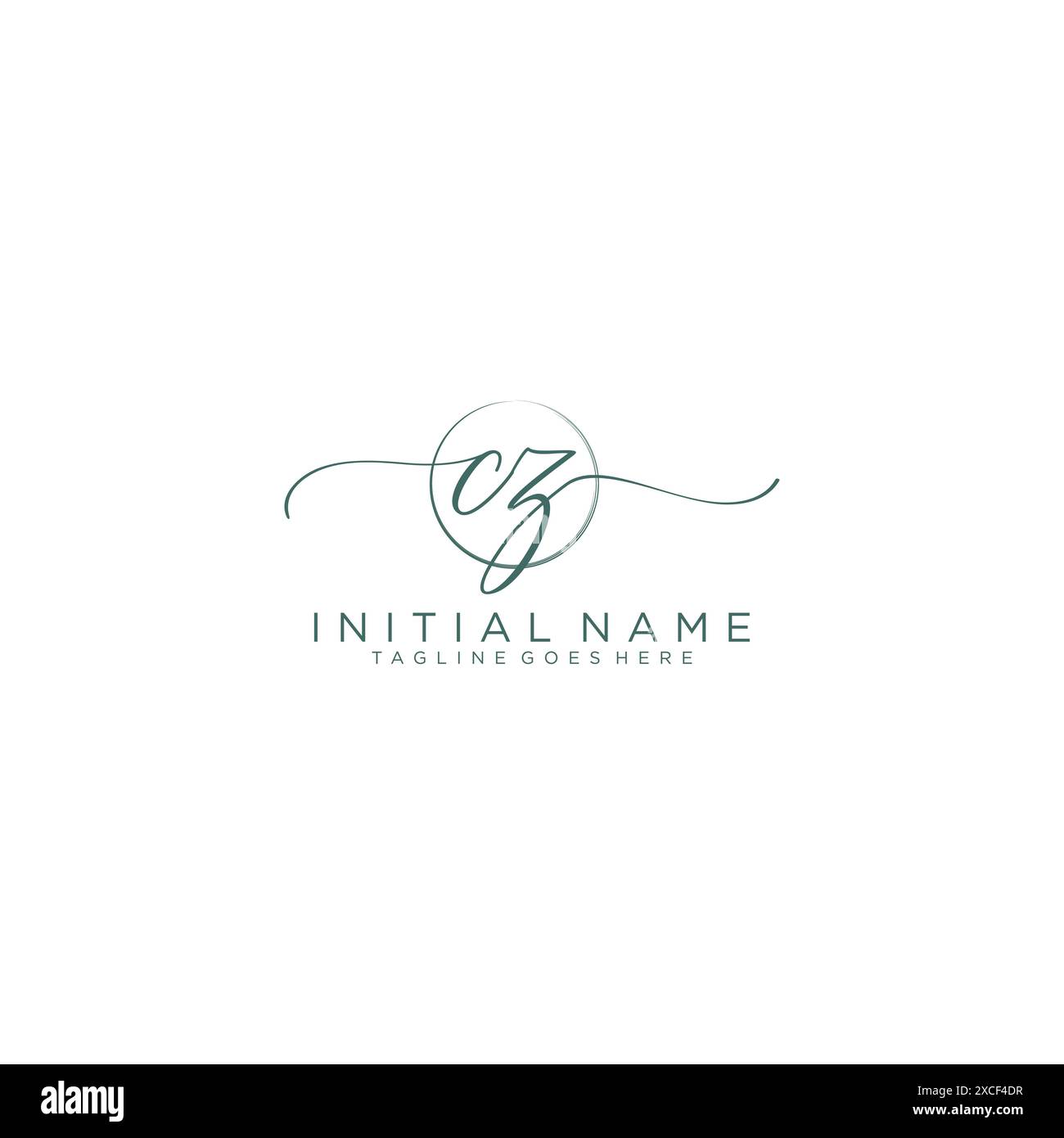 CZ Initial handwriting with circle template Stock Vector