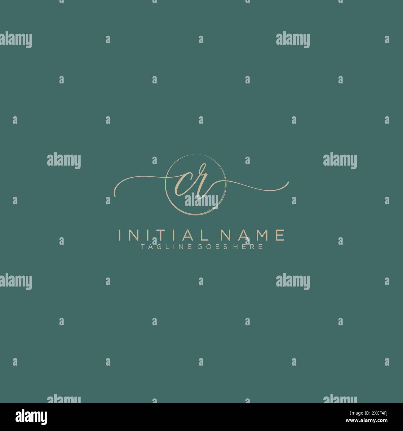 CR Initial handwriting with circle template Stock Vector