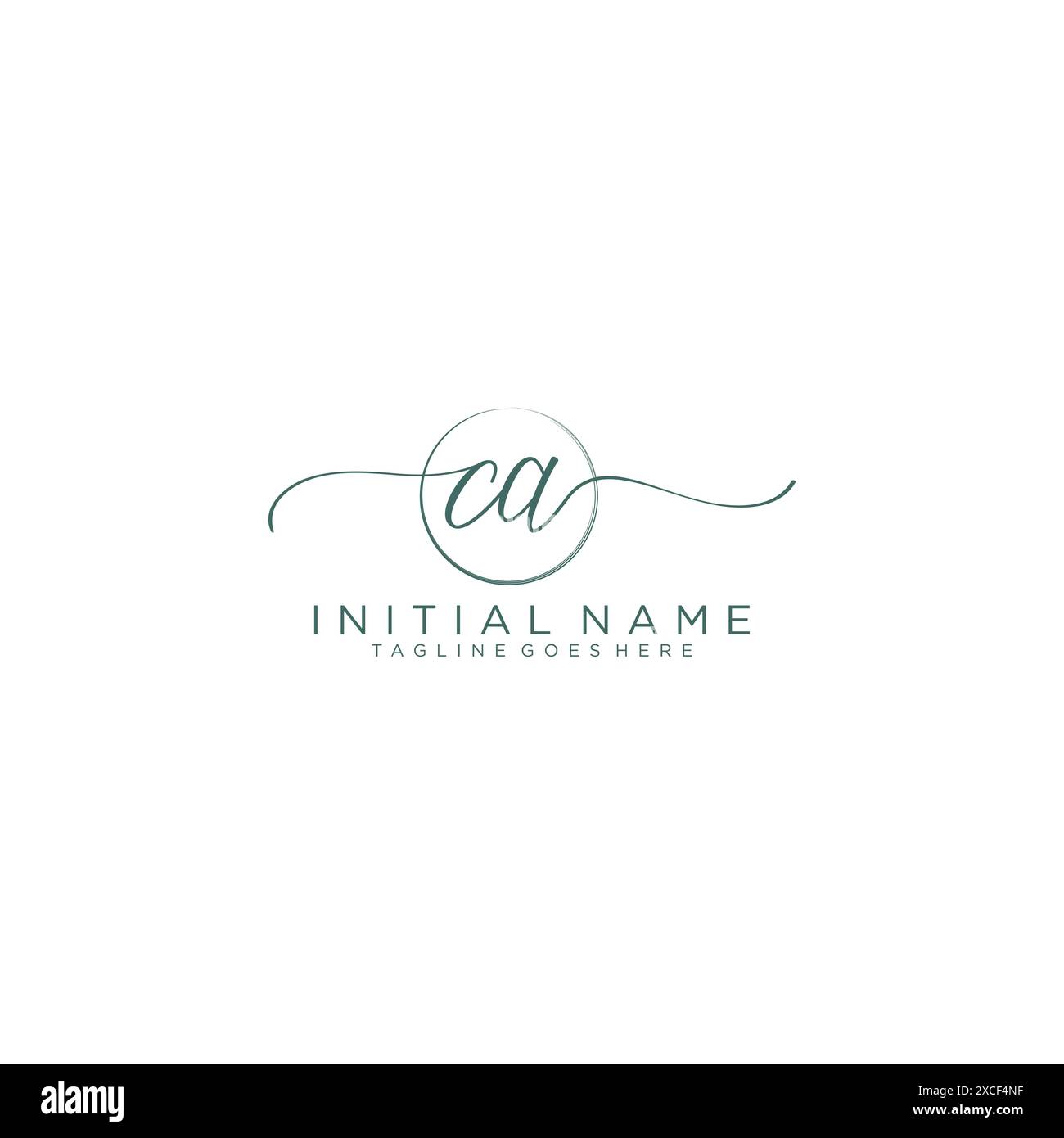 CA Initial handwriting with circle template Stock Vector