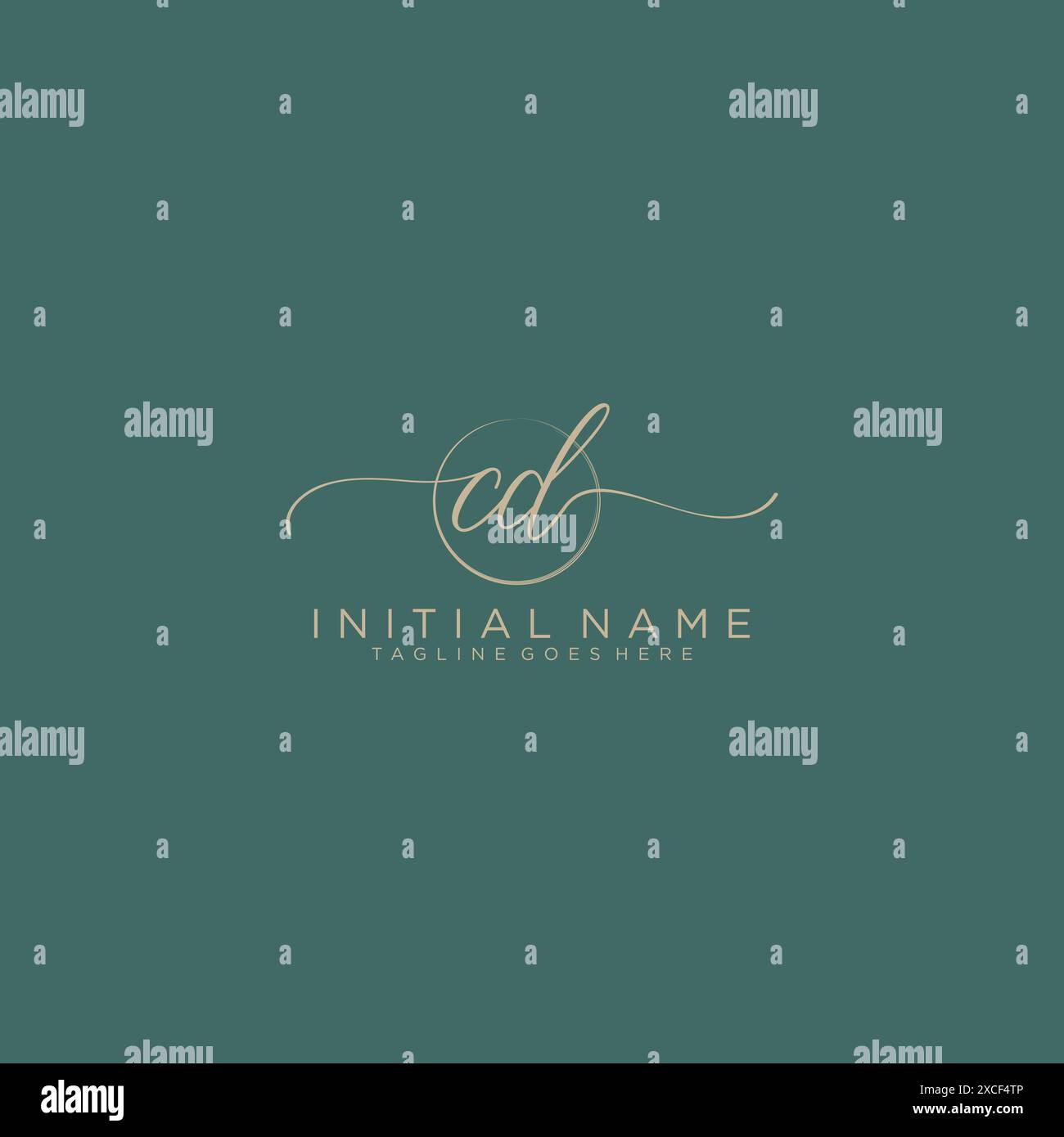 CD Initial handwriting with circle template Stock Vector