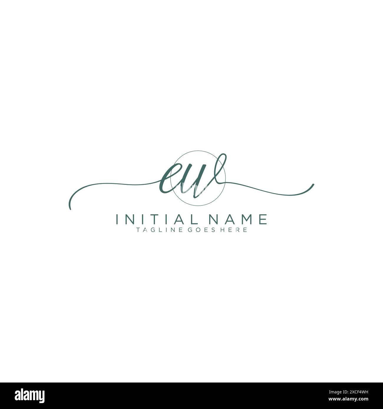 EW Initial handwriting with circle template Stock Vector