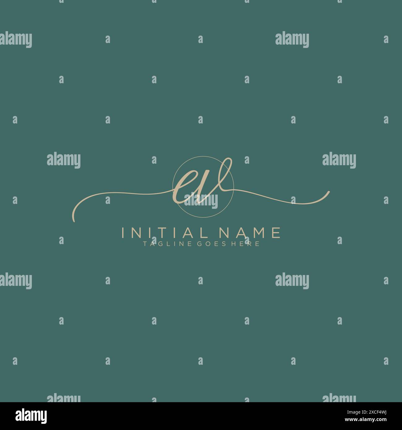 EV Initial handwriting with circle template Stock Vector