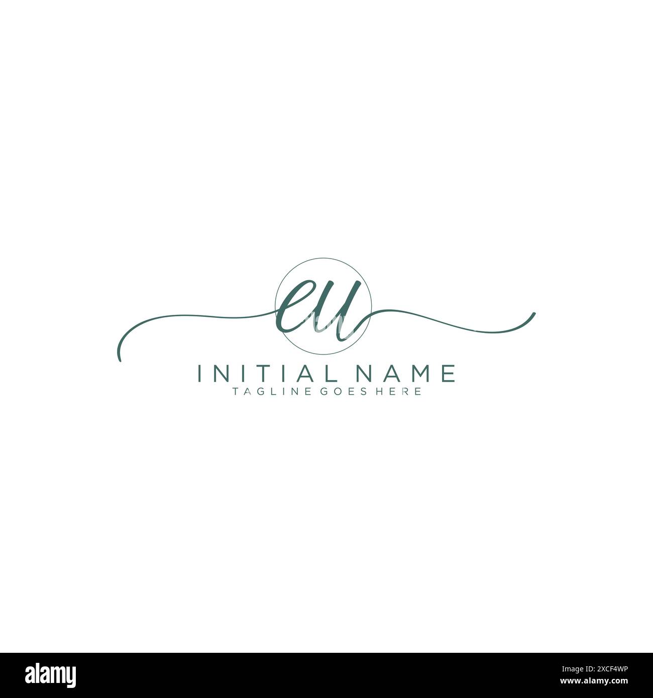 EU Initial handwriting with circle template Stock Vector