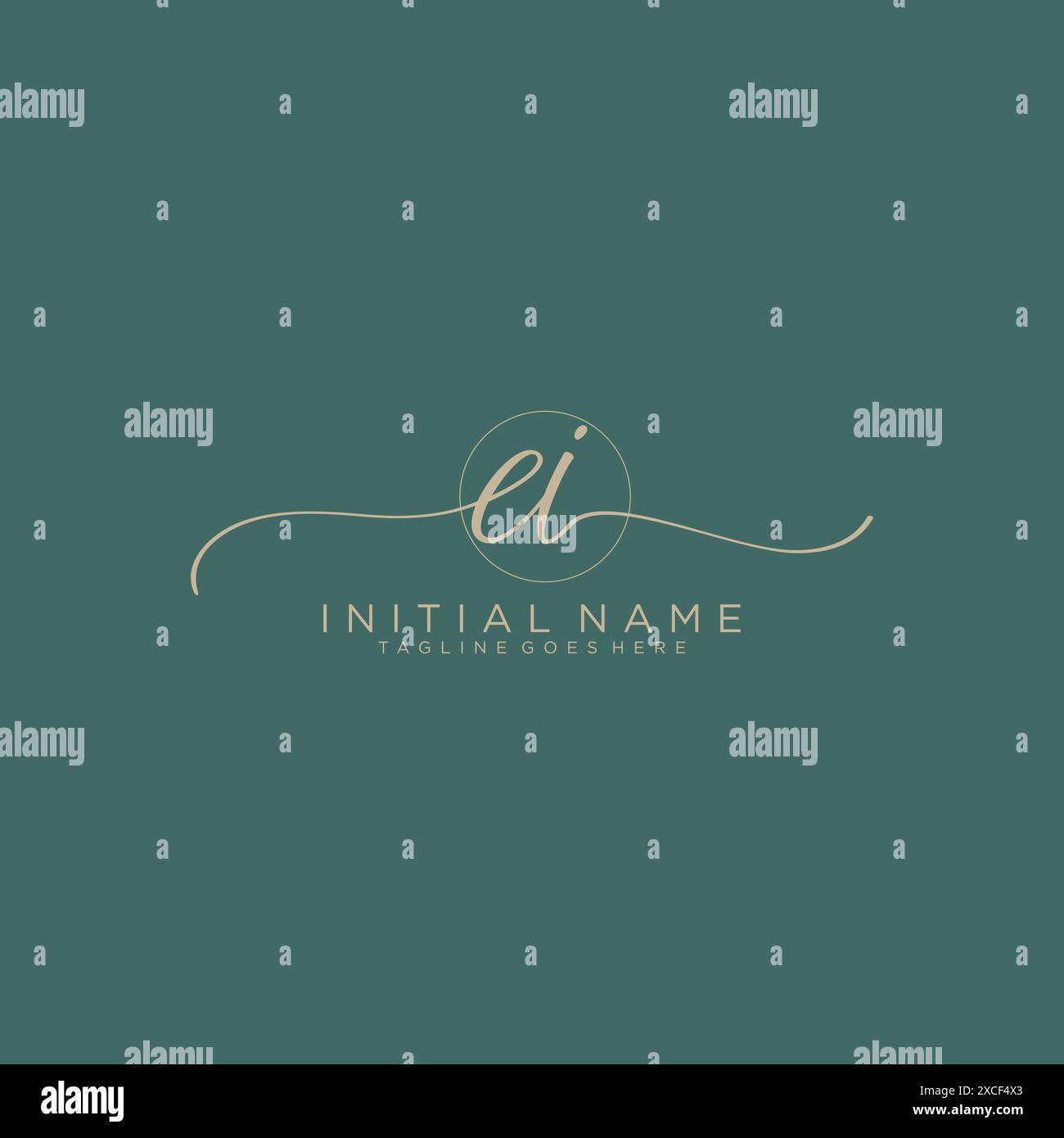 EI Initial handwriting with circle template Stock Vector