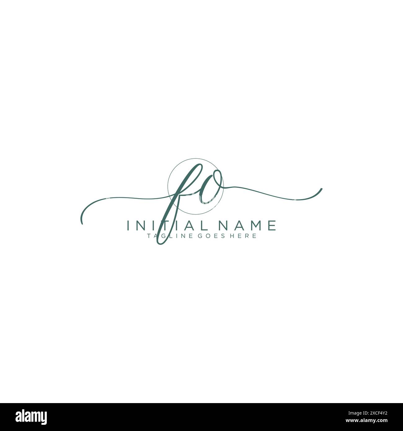 FO Initial handwriting with circle template Stock Vector