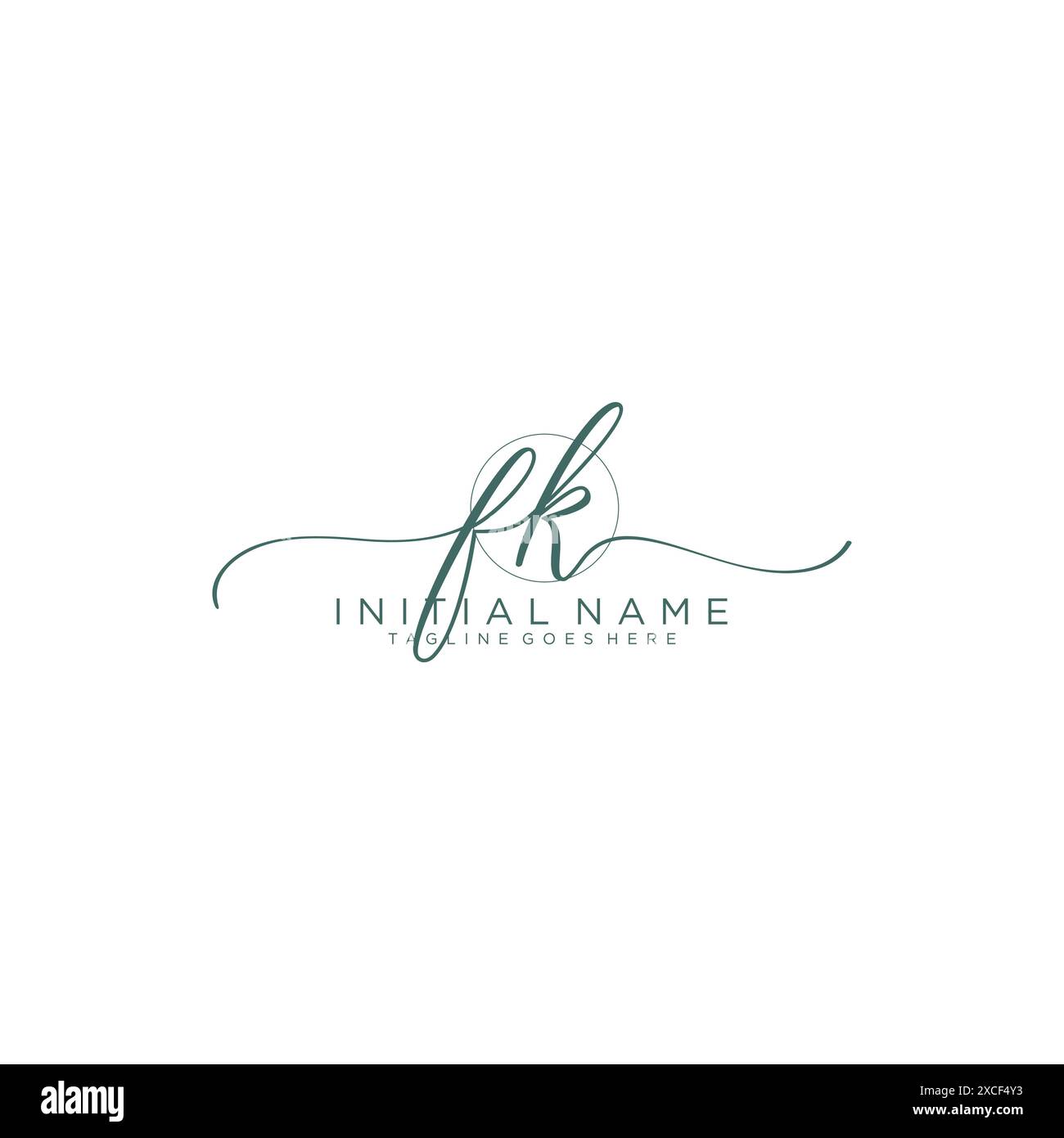 FK Initial handwriting with circle template Stock Vector