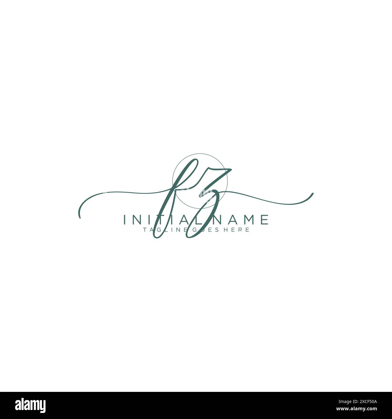 FZ Initial handwriting with circle template Stock Vector