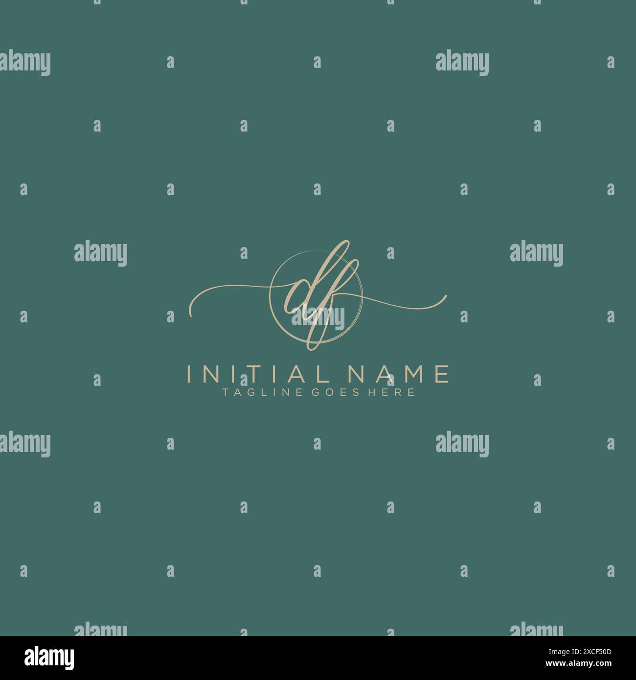 DF Initial handwriting with circle template Stock Vector