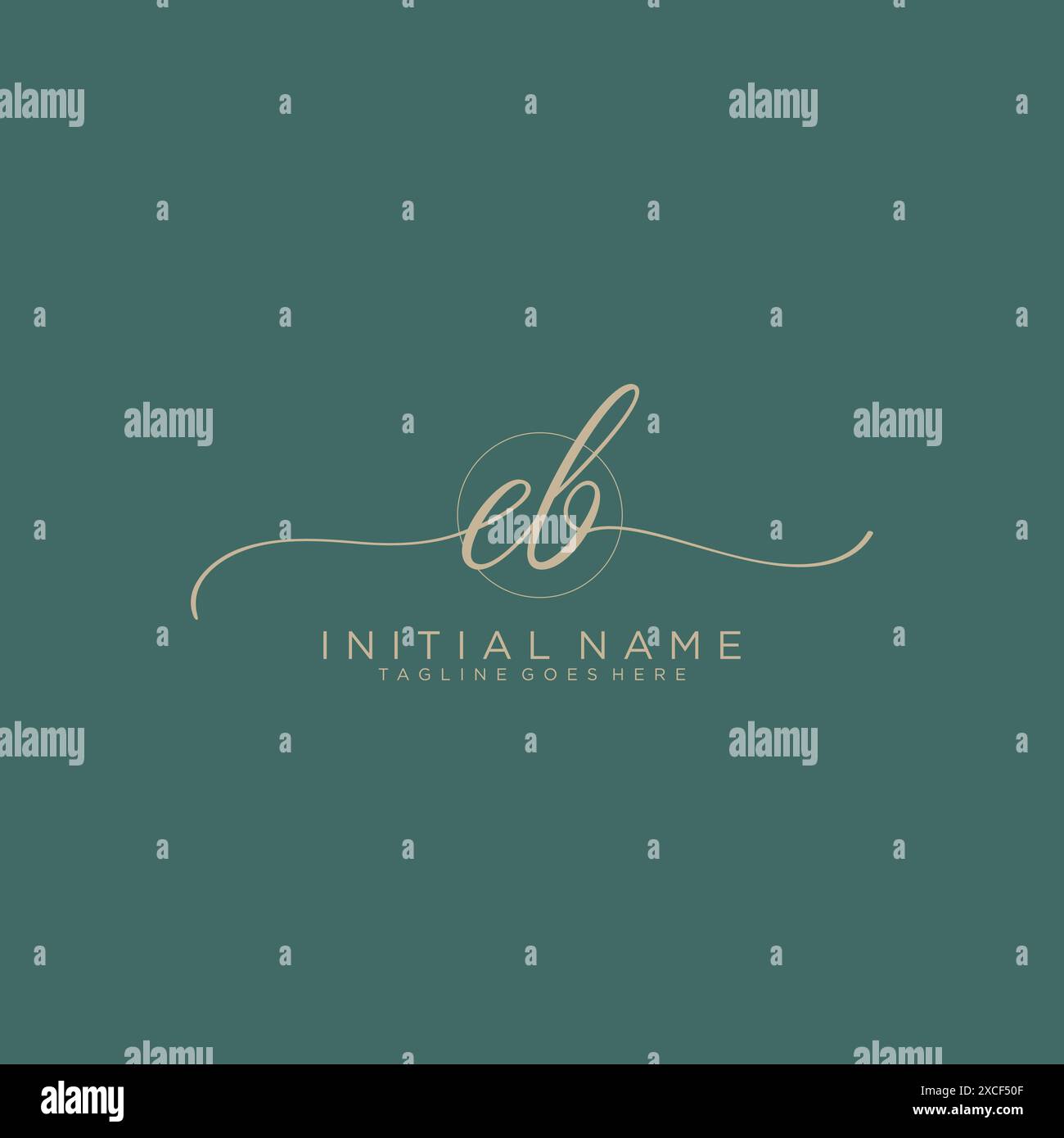 EB Initial handwriting with circle template Stock Vector