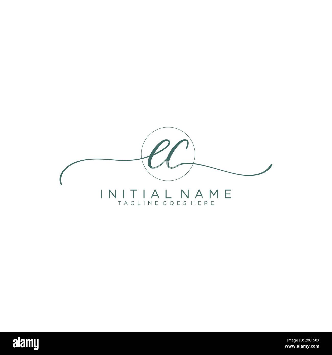 EC Initial handwriting with circle template Stock Vector
