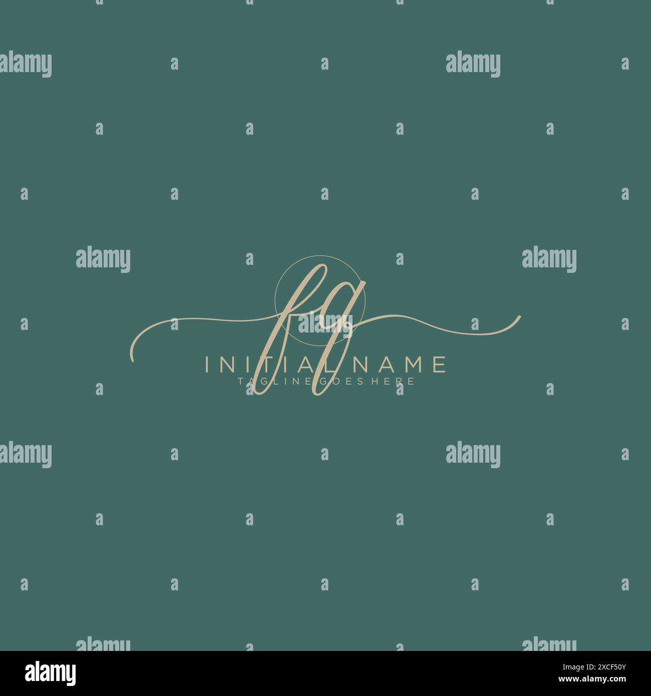 FQ Initial handwriting with circle template Stock Vector