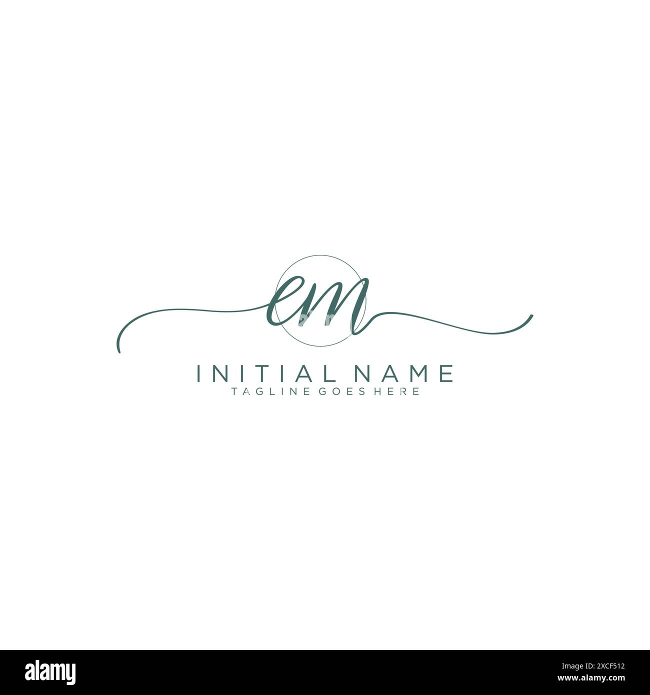 EM Initial handwriting with circle template Stock Vector