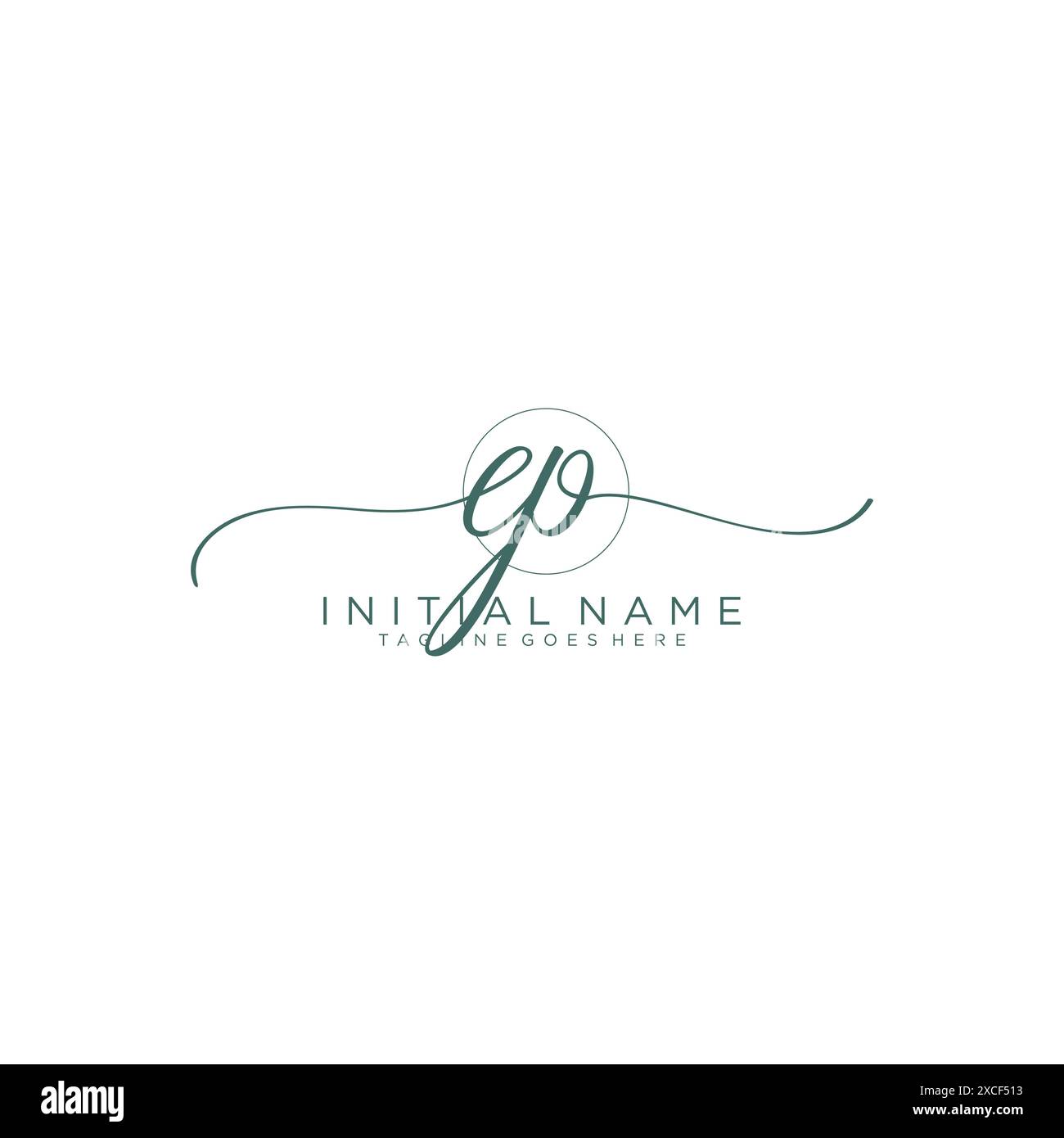 EP Initial handwriting with circle template Stock Vector