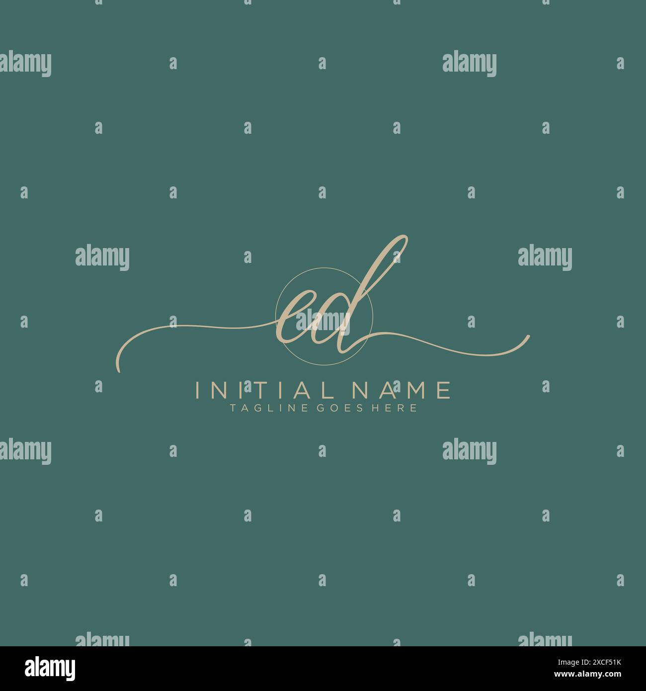 ED Initial handwriting with circle template Stock Vector