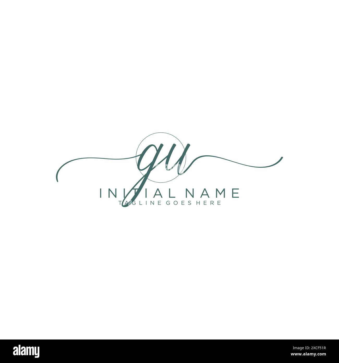 GU Initial handwriting with circle template Stock Vector