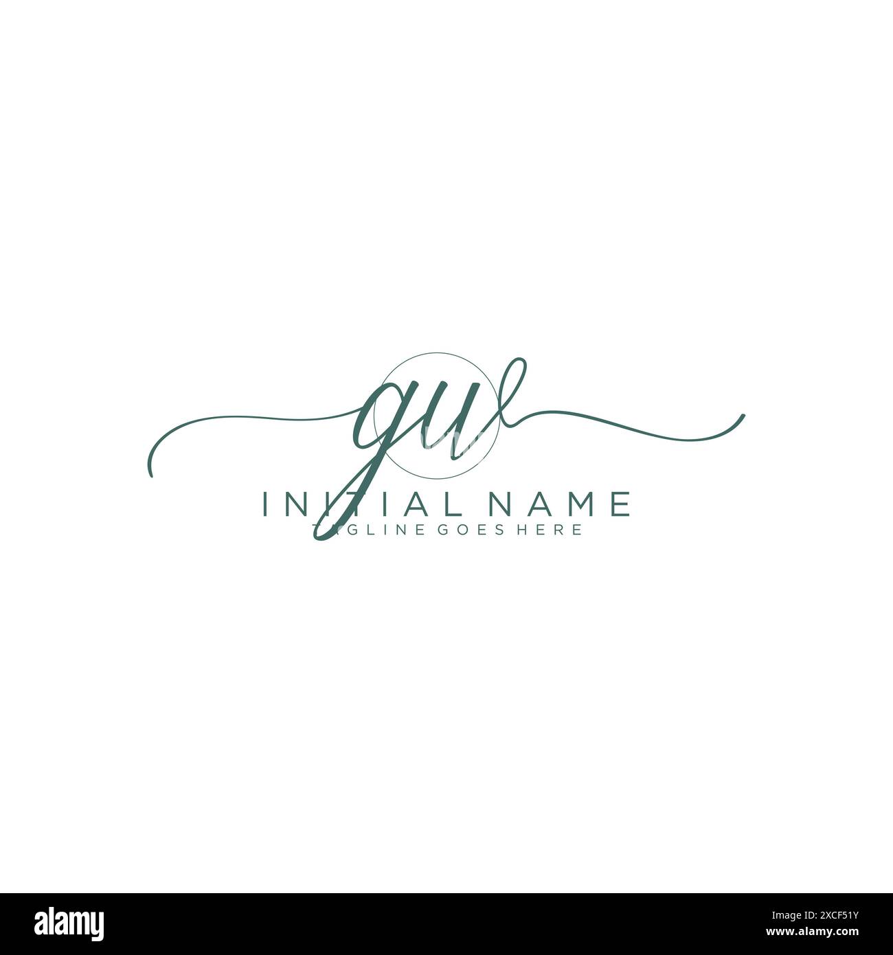 GW Initial handwriting with circle template Stock Vector