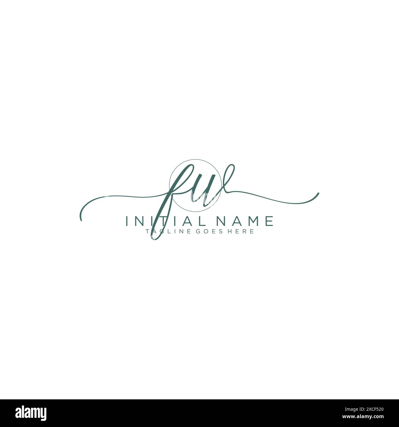 FW Initial handwriting with circle template Stock Vector