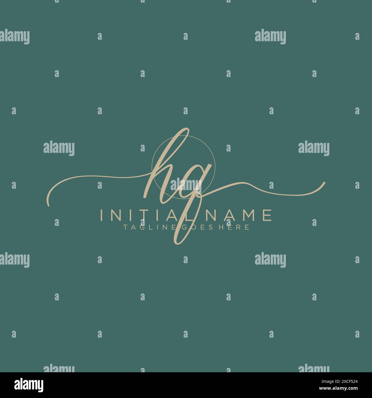 HQ Initial handwriting with circle template Stock Vector