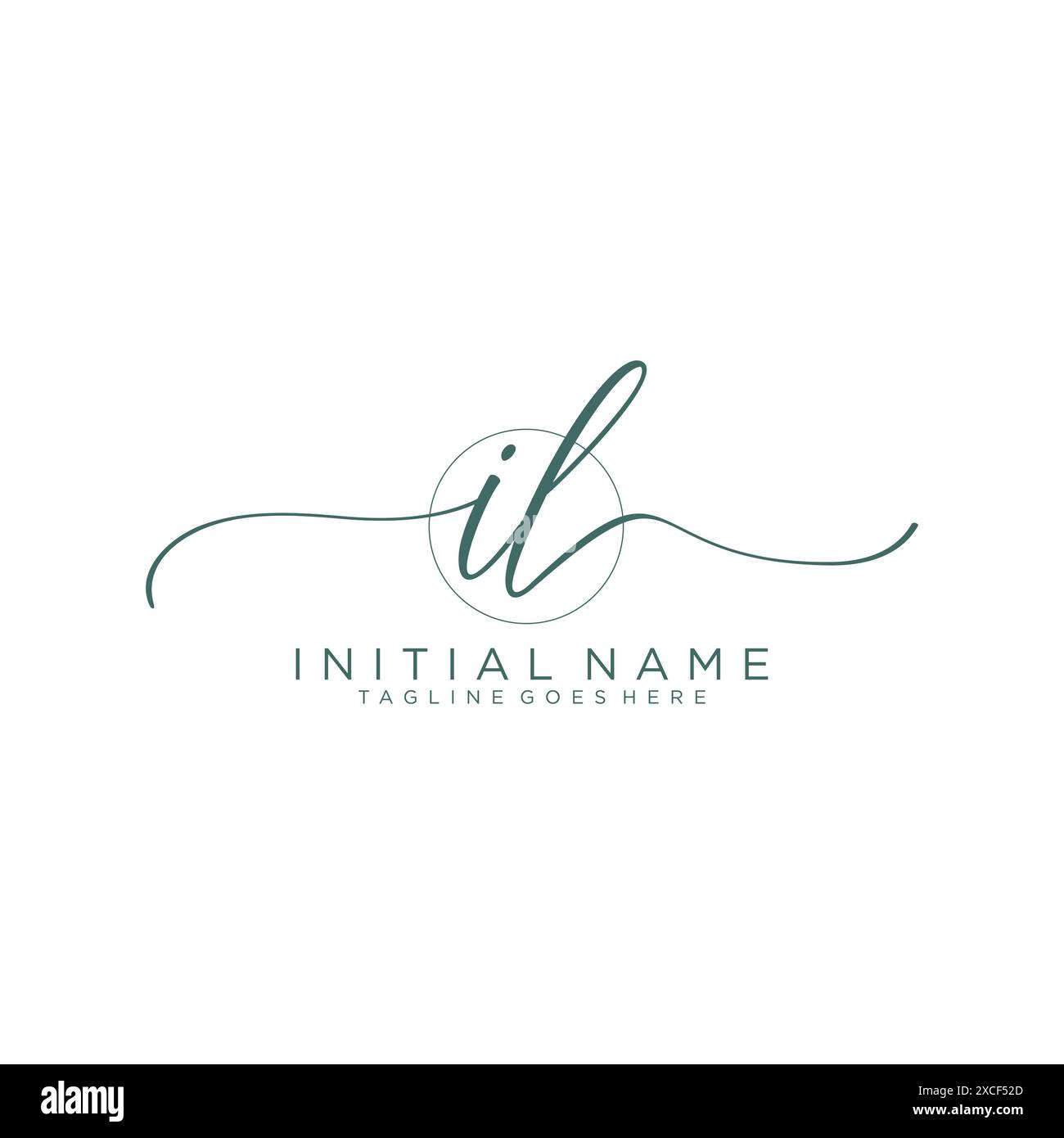 IL Initial handwriting with circle template Stock Vector