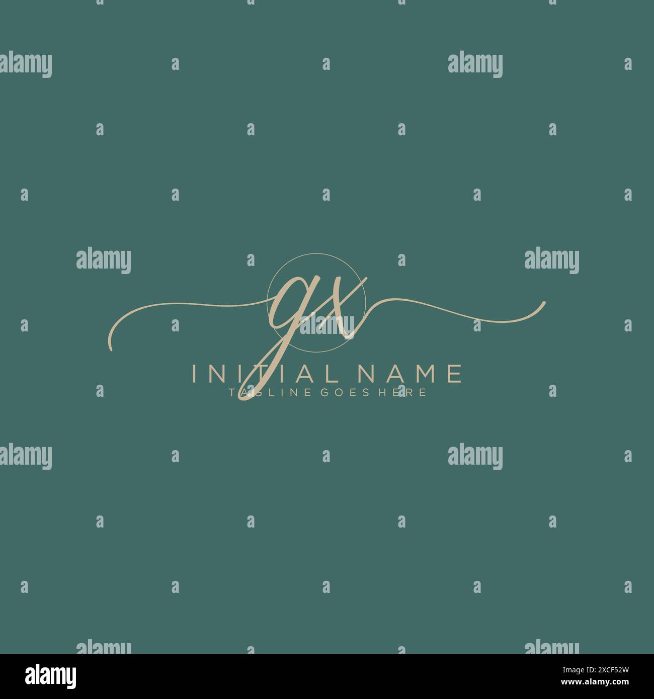 GX Initial handwriting with circle template Stock Vector